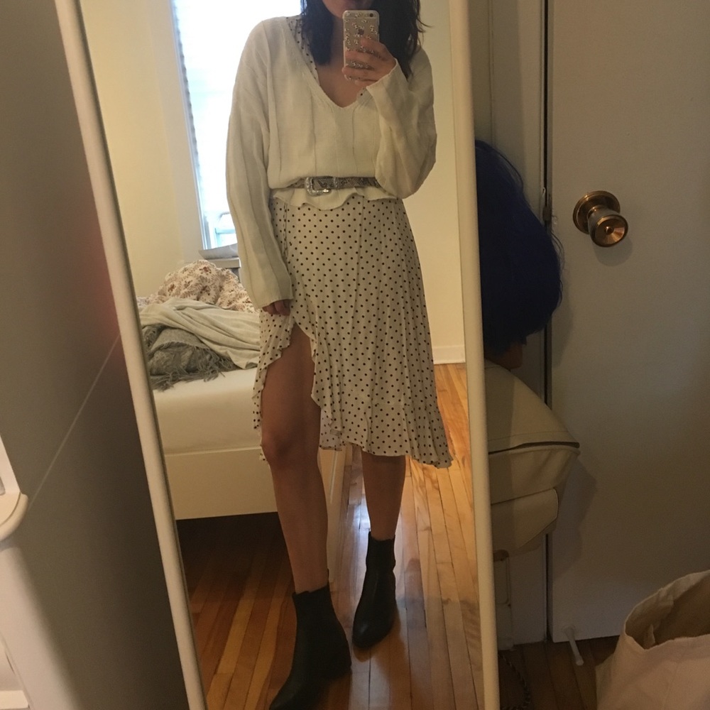 Mango polka dot midi dress with slit